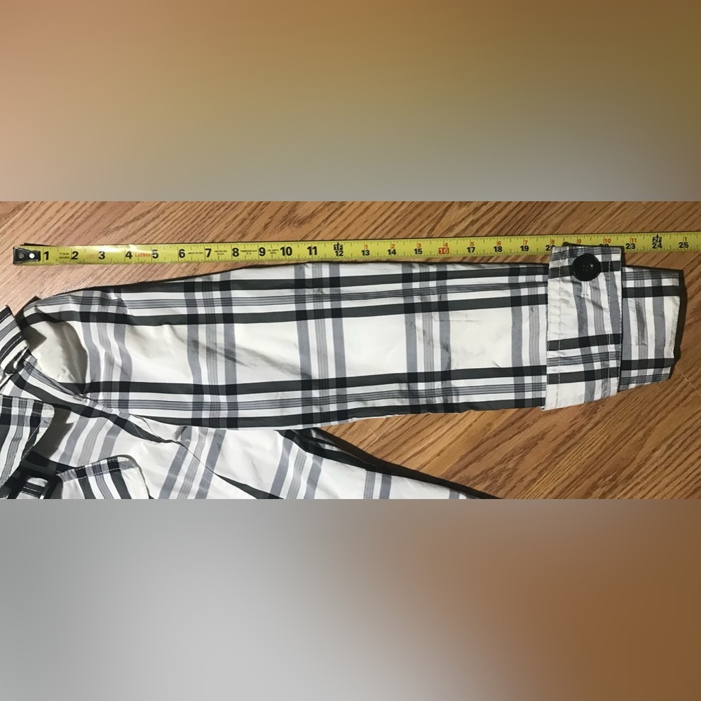 Zara Basic Plaid Pea Coat Medium Lightweight Doub… - image 8